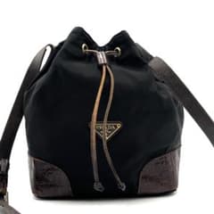 ✨高級✨　PRADA プラダ　クロコ　ショルダー　黒　ブラック　三角ロゴ　白タグのサムネイル