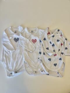 PETIT BATEAU ロンパース 3枚セット ハート柄 3mのサムネイル