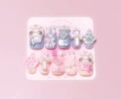 【現品】ネイルチップ ブルー ピンク ナース 平成女児 量産型 地雷系 サブカル