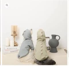 恐竜モチーフ フード付きパーカー ペット用 犬服 グリーン　モンシェリのサムネイル