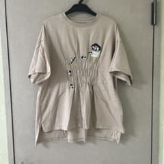 ベージュ 半袖 Tシャツ ギャザー入りのサムネイル