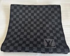 LOUIS VUITTON ルイヴィトン ダミエ柄 マフラー ブラック - メルカリ