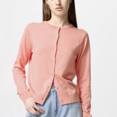 【完売品】　UNIQLO ユニクロ　UVカットクルーネックカーディガン　ピンクのサムネイル