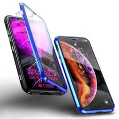 iphone11pro 투명 양면 강화 유리 전면 보호 케이스 마그넷식 블루