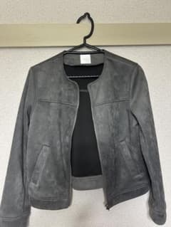 グレー ノーカラージャケット スエード風のサムネイル