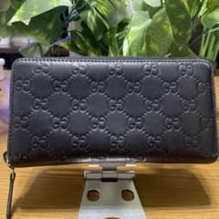早い者勝ち‼️美品‼️グッチ 長財布 ラウンドファスナー GG シマ レザー 黒のサムネイル