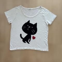 LISTEN HEARTBEAT 半袖Tシャツ 黒猫モチーフのサムネイル