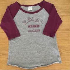 X-girl   赤紫×グレーのラグランTシャツ8分丈のサムネイル