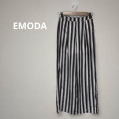 EMODA ブライトストライプスリットワイドパンツ 美脚