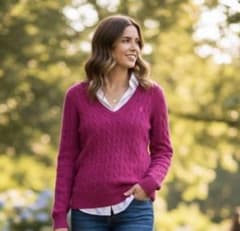 極美品】ポロ ラルフローレン ケーブルニット カシミヤ混 ピンク