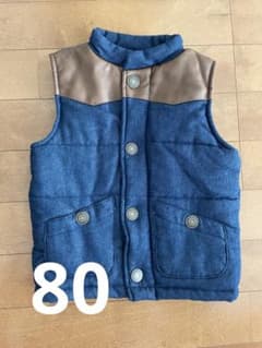 キッズ　ベスト　デニム　レザー　男の子　男児　80のサムネイル