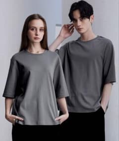 【XS】CLEL ギザコットン ベーシック半袖Tシャツ　グレーのサムネイル