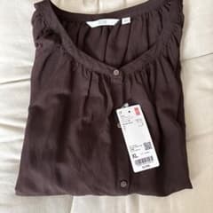 UNIQLO リネンブレンドボリュームスリーブブラウス半袖 XLのサムネイル