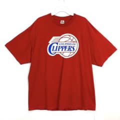 NBAロサンゼルス・クリッパーズバスケロゴプリントTシャツレッド 