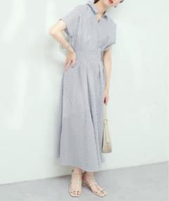 美品★ナチュラルクチュール★ストライプ シャツワンピースのサムネイル