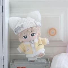 10cm ぬいぐるみ服 着せ替え 帽子 ジャージ 黄 ぬい活 推し活-B2514