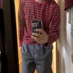 ボーダーロンT UNIQLO ユニクロ ボーダー 長袖カットソー レッド L - 4