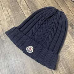 MONCLER ケーブルニット ビーニー ネイビー - メルカリ