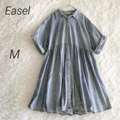 Easel [M] Tiered Tunic Shirt Dress Denim Short Sleeve