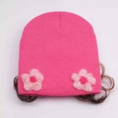 付け毛付き 花ニット帽のサムネイル