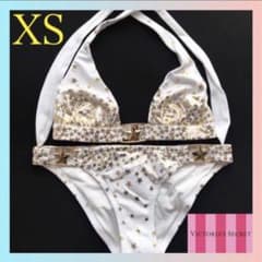 레어 신품 빅토리아 시크릿 XS 여성 수영복 화이트 골드 스타 무늬