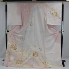 AC8531 誂仕立付訪問着 ピンク系濃淡染分花丸文 - メルカリ