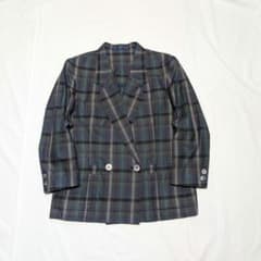Burberrys】80sチェック柄コットン生地ダブルテーラードジャケット 