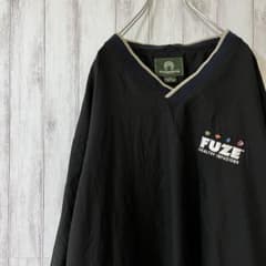 ナイロンプルオーバー プルオーバー 刺繍 ワンポイントロゴ 古着 ブラック