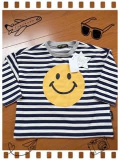最終出品！新品♡スマイル♡ニコちゃんボーダートレーナー♡100センチのサムネイル