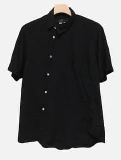 ブラック コムデギャルソン 捻れシャツ 半袖シャツ ポリ縮 24ss M 美品 美品】ブラックコムデギャルソン／半袖シャツ 捻じれ／ポリ縮絨／1M