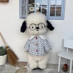 眠たそうなワンワン アーティストベア ぬいぐるみ 海外作家様 ハンドメイド 犬 メガネワンワン 犬 アーティストベア 海外作家様 ハンドメイド