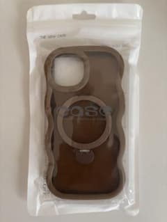 iPhone 케이스 웨이브 디자인 링 첨부 브라운