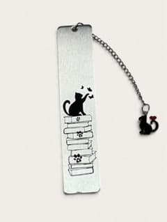 猫のしおり ブックマーク メタル製 猫と本 おしゃれ 読書のサムネイル
