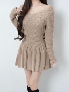 Lumignon Cable knit ribbon flare dressのサムネイル