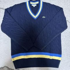 LACOSTE ネイビー Vネック セーター US Lのサムネイル