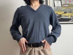 PENDLETON ペンドルトン　70s　USA製ネイビー Vネックセーター　Lのサムネイル