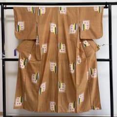 お*り様 ■E5354■アンティーク■正絹■葡萄色　矢羽根柄　銘仙　袷　着物■裄 □E5354□アンティーク□正絹□葡萄色 矢羽根柄 銘仙 袷 着物