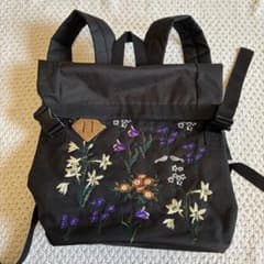 スーパー ハッカ SUPER HAKKA 花柄刺繍 リュック 黒 - メルカリ
