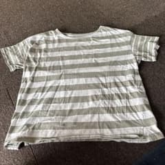 グレーとホワイトのストライプ半袖Tシャツ M-L2枚セットのサムネイル