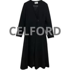 極美品 CELFORD フレアロングコート 黒 ノーカラー　セレモニー 38 極美品 CELFORD フレアロングコート 黒 ノーカラー セレモニー 38