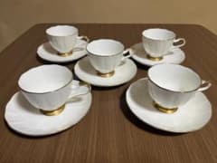 HOYA　カップ＆ソーサー 5客セット 金彩 ホワイトのサムネイル