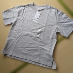 ユニクロ　エアリズムコットンTシャツ　Sサイズ ライトグレー　新品 - 5