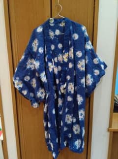 青色花柄浴衣 綿100%のサムネイル