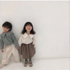 韓国子供服 セーラー襟ブラウス90白のサムネイル