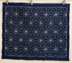 刺し子ふきん【麻の葉模様(紺)】のサムネイル