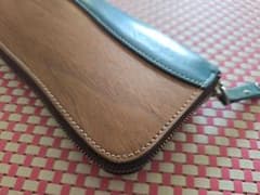 【お値打ち美品】長財布　ヴァーコ　リアルウッド　ブルー系のサムネイル
