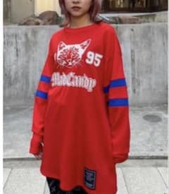 Candy Stripper 長袖 キャット ワッフル レッドのサムネイル