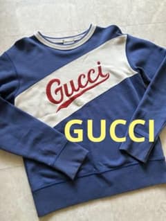 Gucci ロゴスウェット ネイビー/ホワイト 12y 美品 正規品 - メルカリ