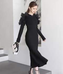 ROYAL PARTY 長袖ラッフルマーメイドワンピースのサムネイル