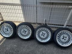 共和レーシング、メッシュ15インチ、タイヤホイール4本セット引っ張り 